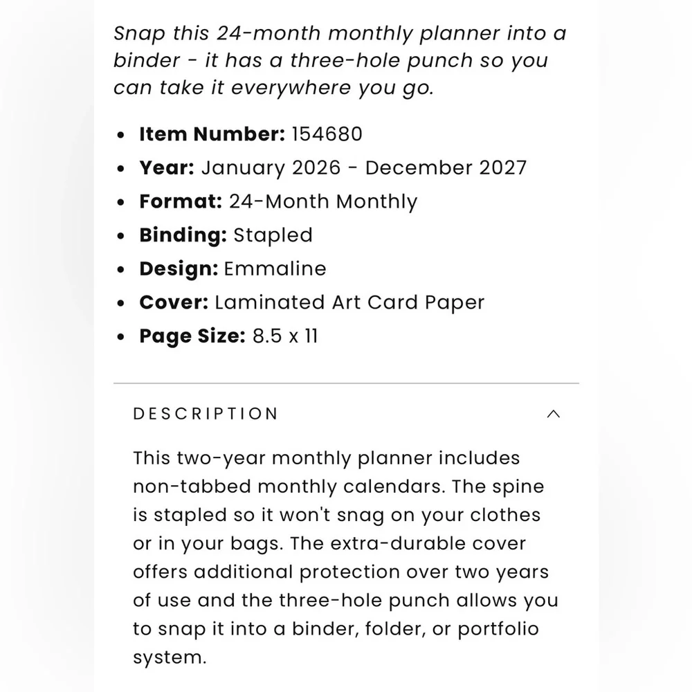 ✅ 5 for $25 - 24 Month Planning Calendar 2026 to 2027, Blue Sky